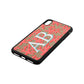 Custom Coral Initials Gold Pebble Leather iPhone Xs Max Case Side Angle