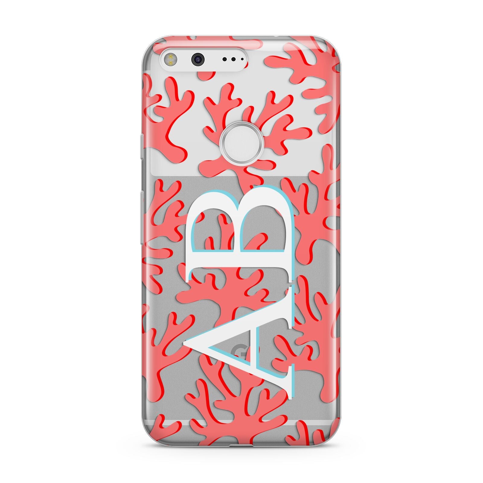 Custom Coral Initials Google Pixel Case