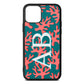 Custom Coral Initials Green Pebble Leather iPhone 11 Case