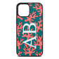 Custom Coral Initials Green Pebble Leather iPhone 12 Pro Max Case