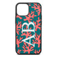 Custom Coral Initials Green Pebble Leather iPhone 13 Mini Case