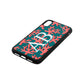 Custom Coral Initials Green Pebble Leather iPhone Xr Case Side Angle