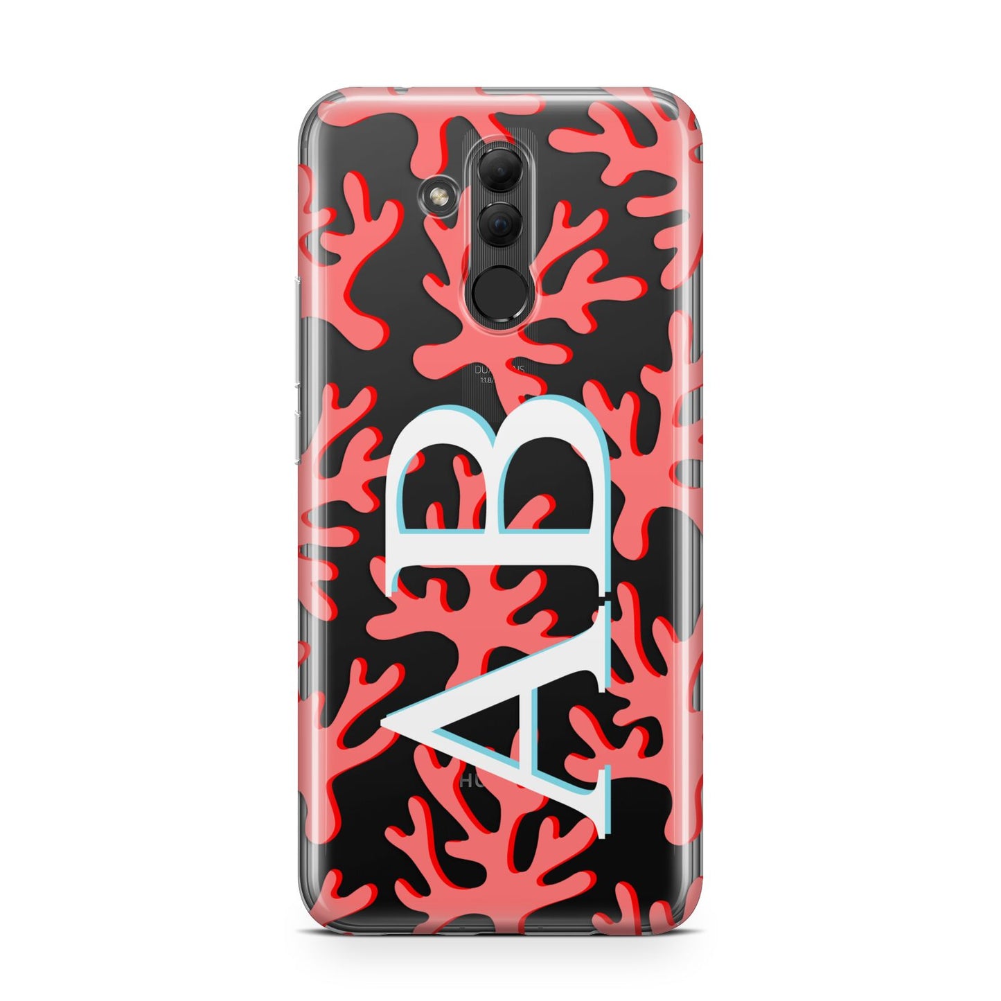 Custom Coral Initials Huawei Mate 20 Lite