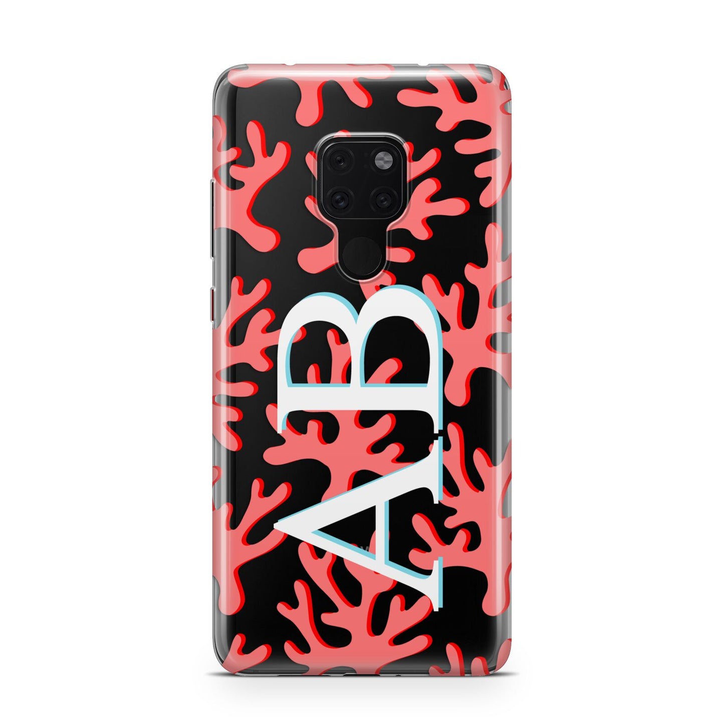 Custom Coral Initials Huawei Mate 20 Phone Case