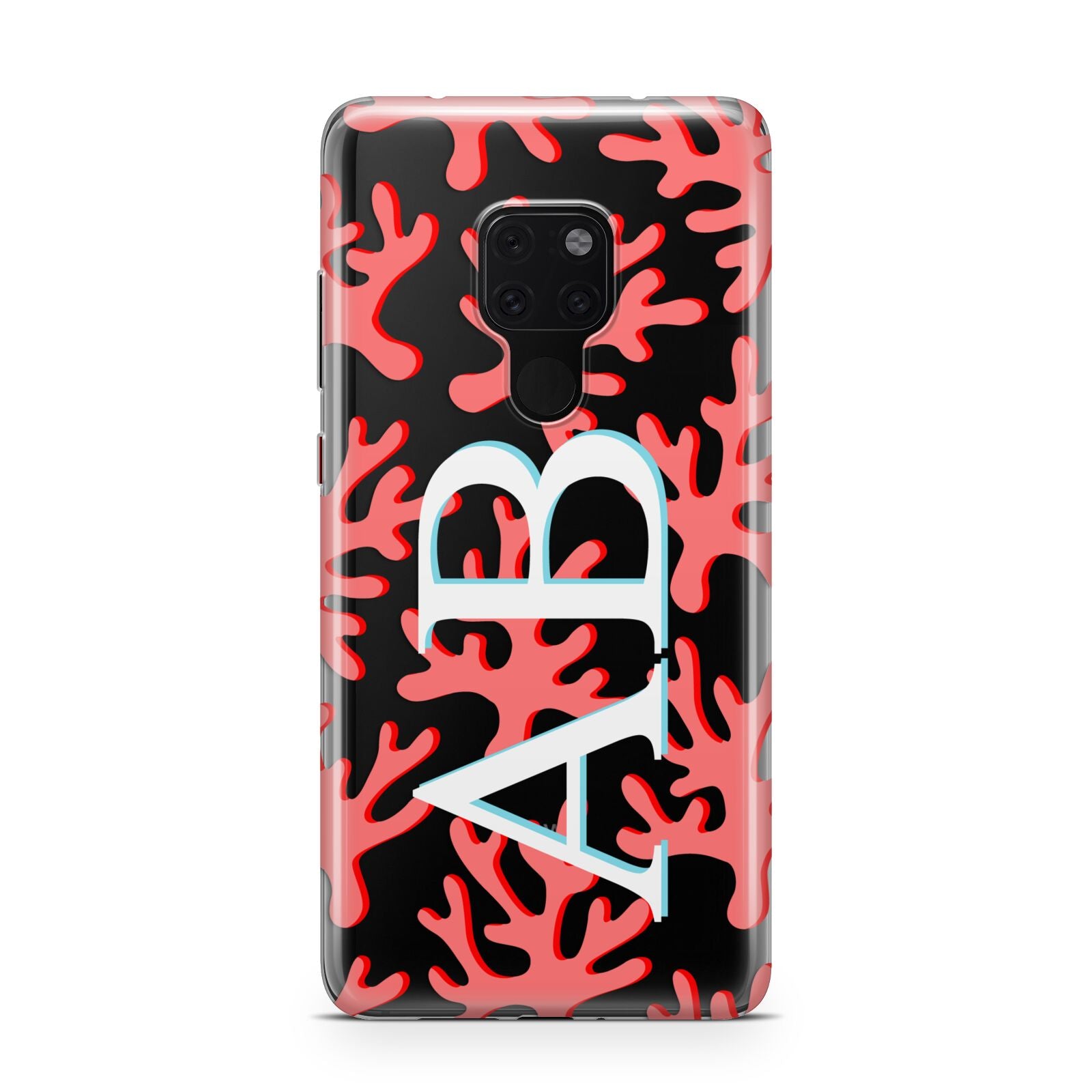 Custom Coral Initials Huawei Mate 20 Phone Case