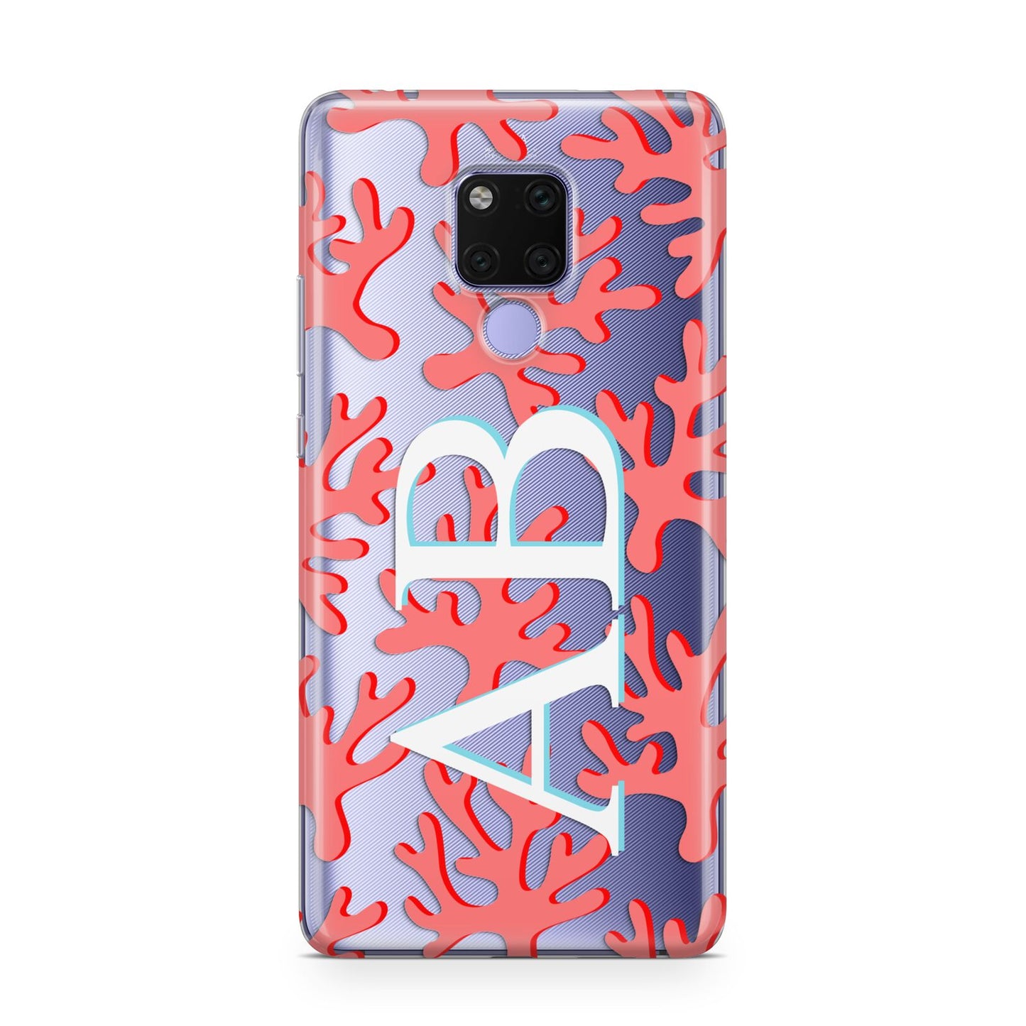 Custom Coral Initials Huawei Mate 20X Phone Case
