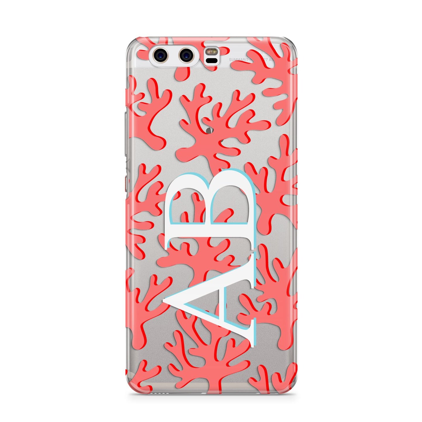 Custom Coral Initials Huawei P10 Phone Case