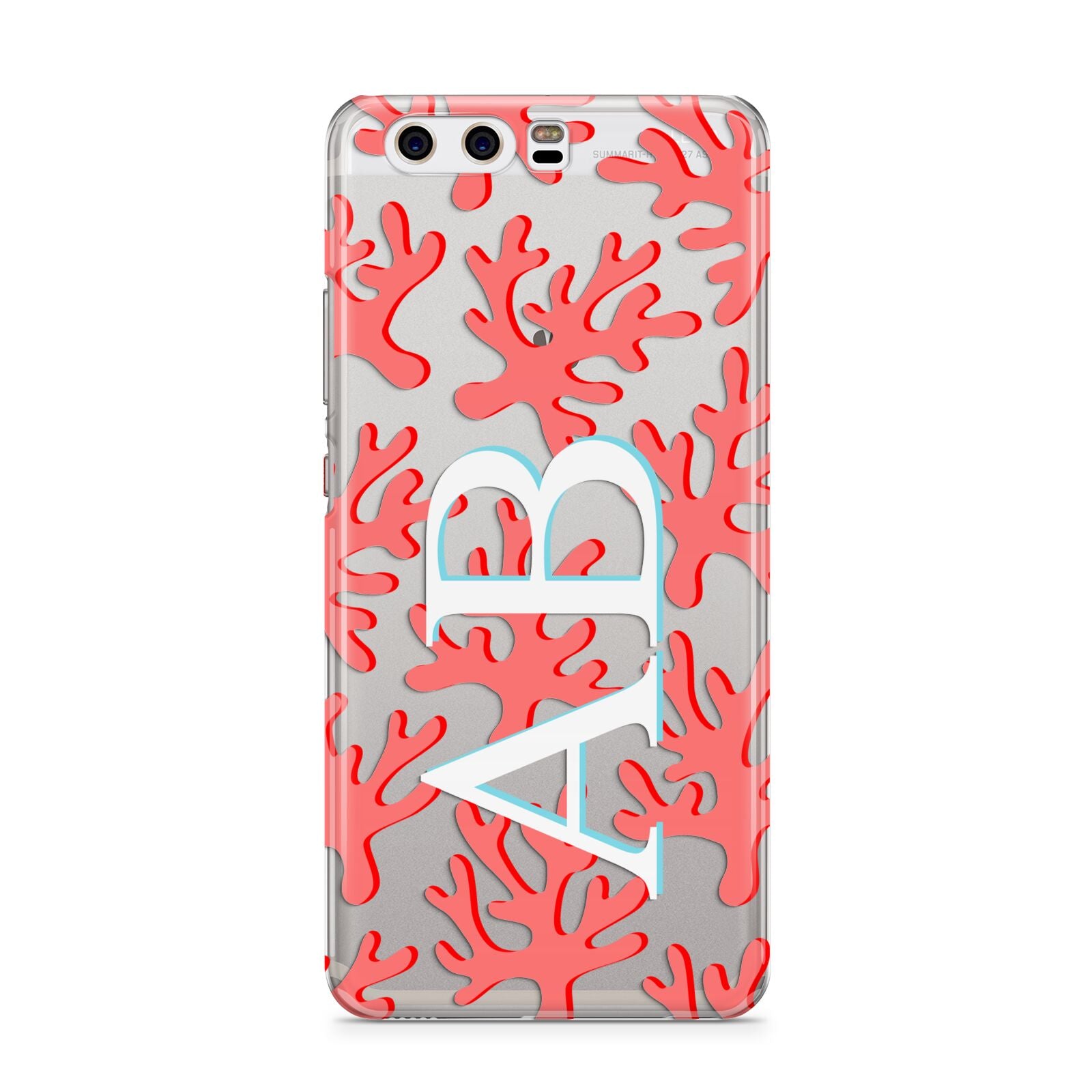 Custom Coral Initials Huawei P10 Phone Case