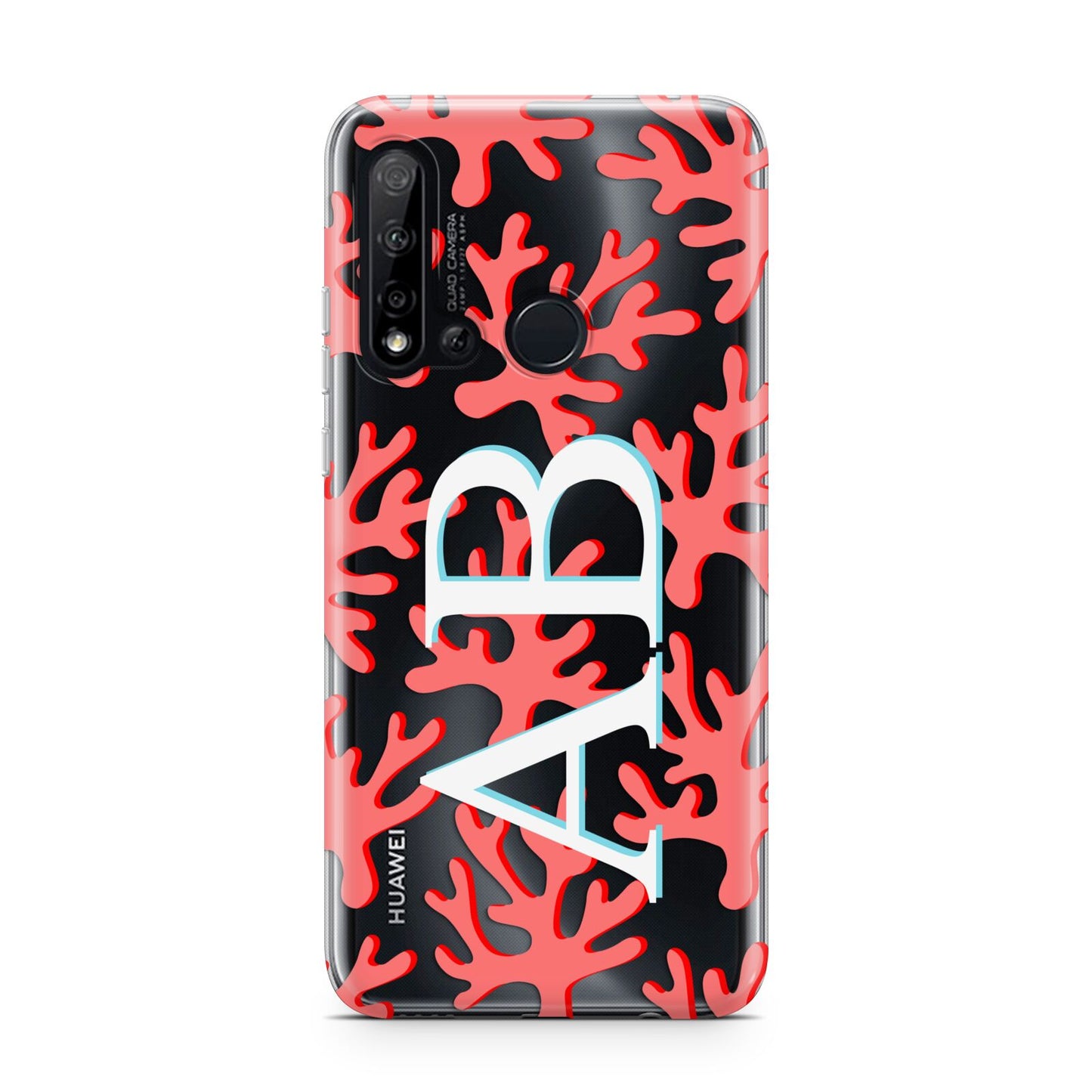 Custom Coral Initials Huawei P20 Lite 5G Phone Case