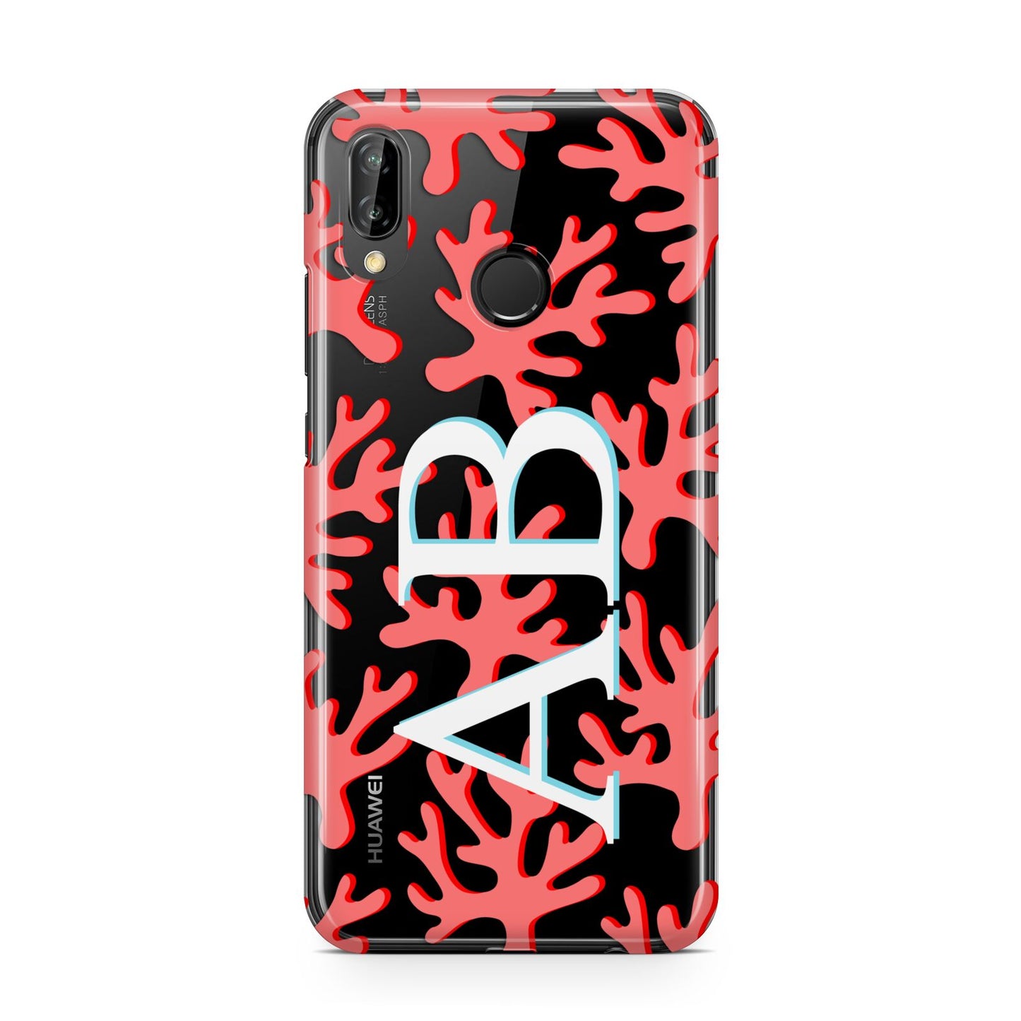 Custom Coral Initials Huawei P20 Lite Phone Case