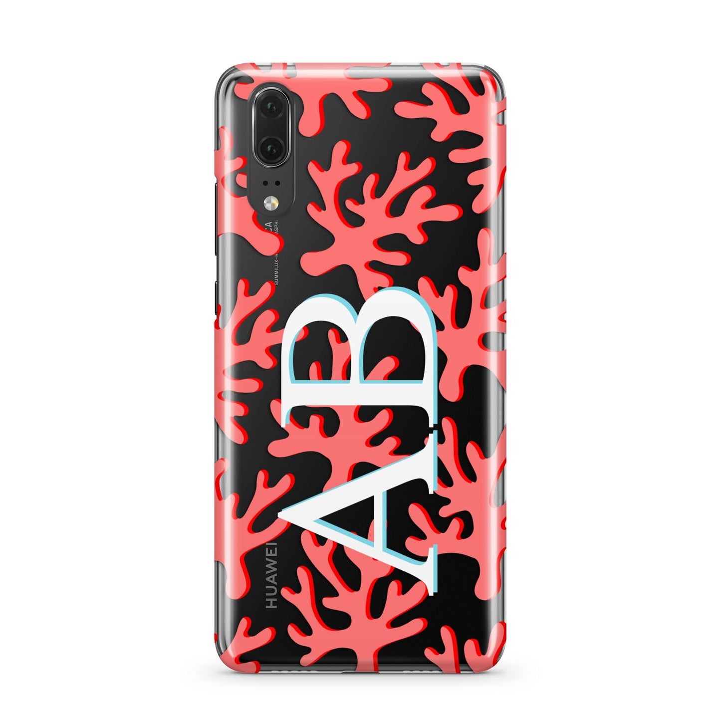 Custom Coral Initials Huawei P20 Phone Case