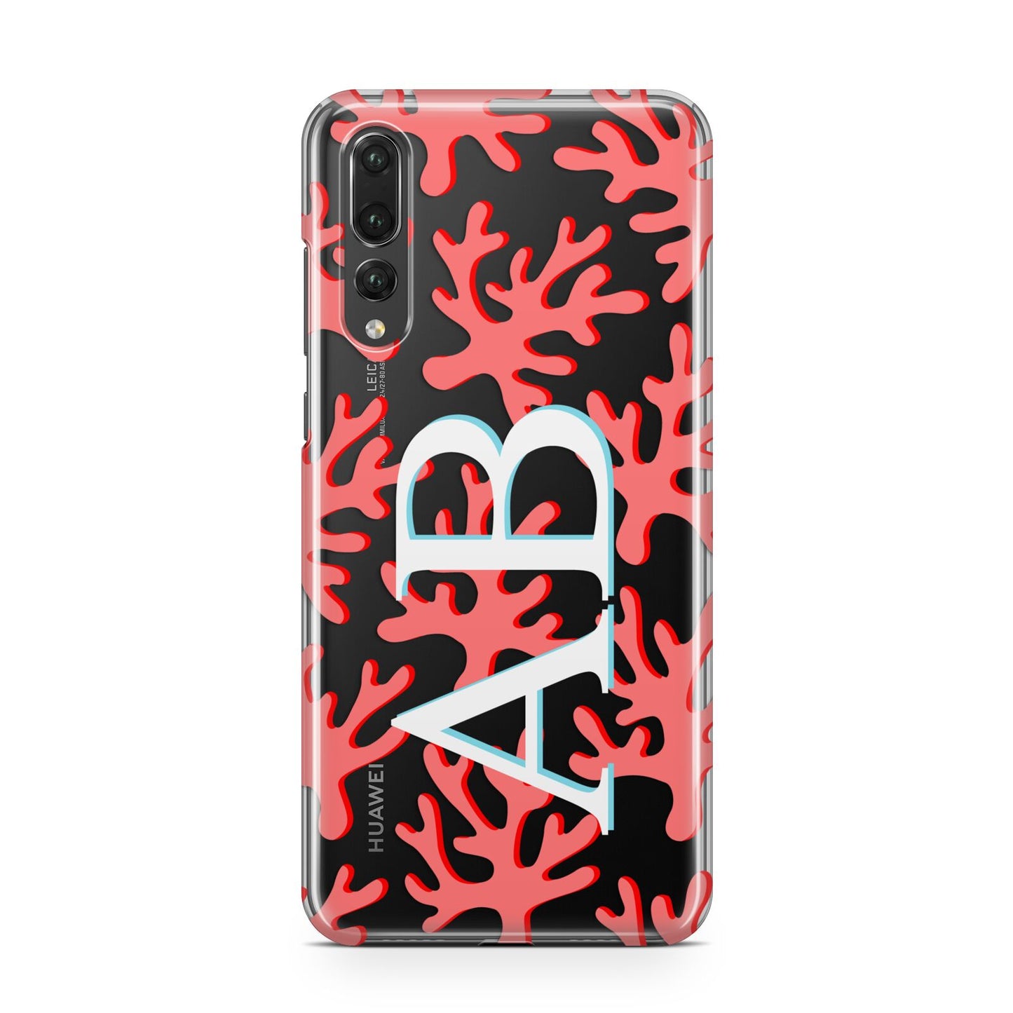 Custom Coral Initials Huawei P20 Pro Phone Case