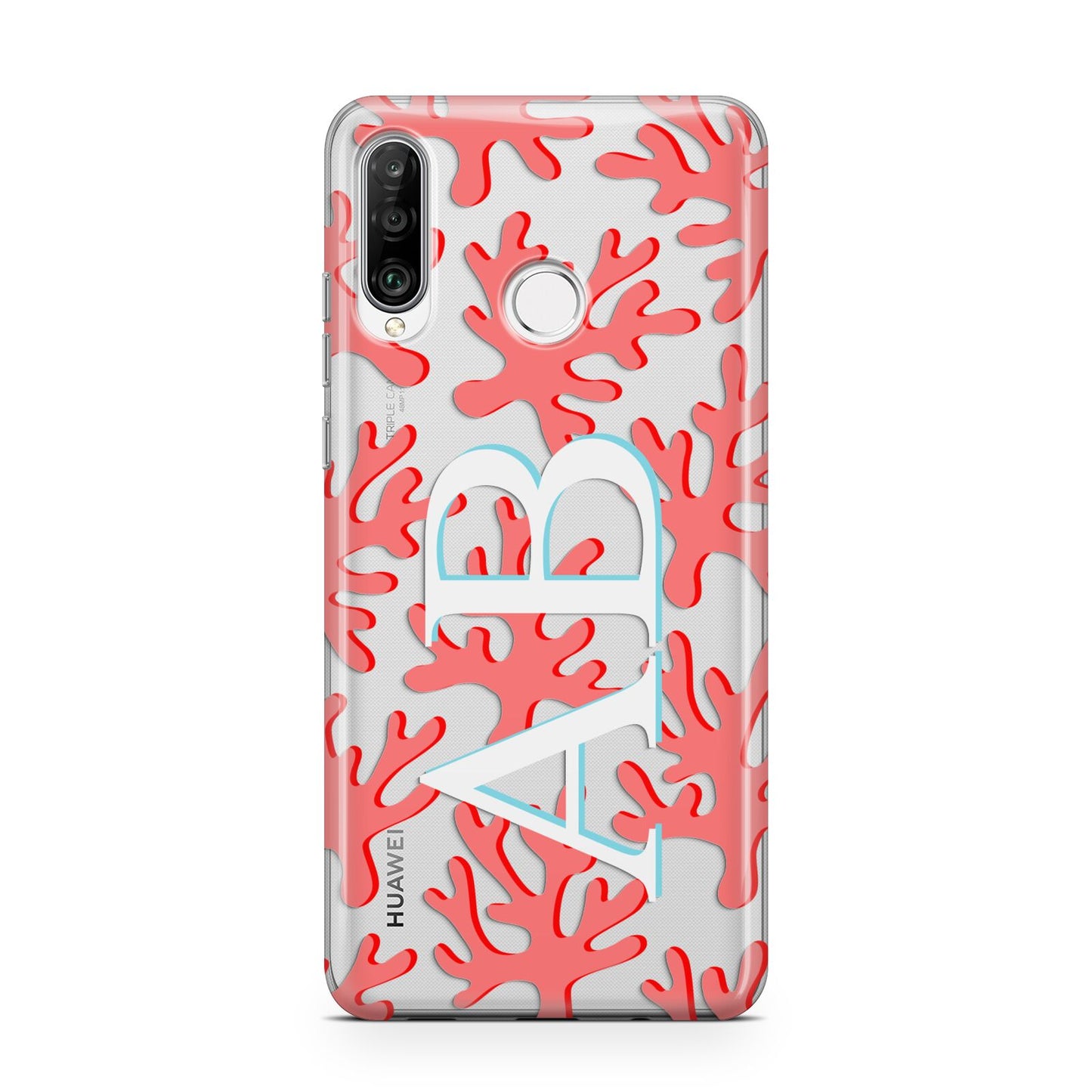 Custom Coral Initials Huawei P30 Lite Phone Case