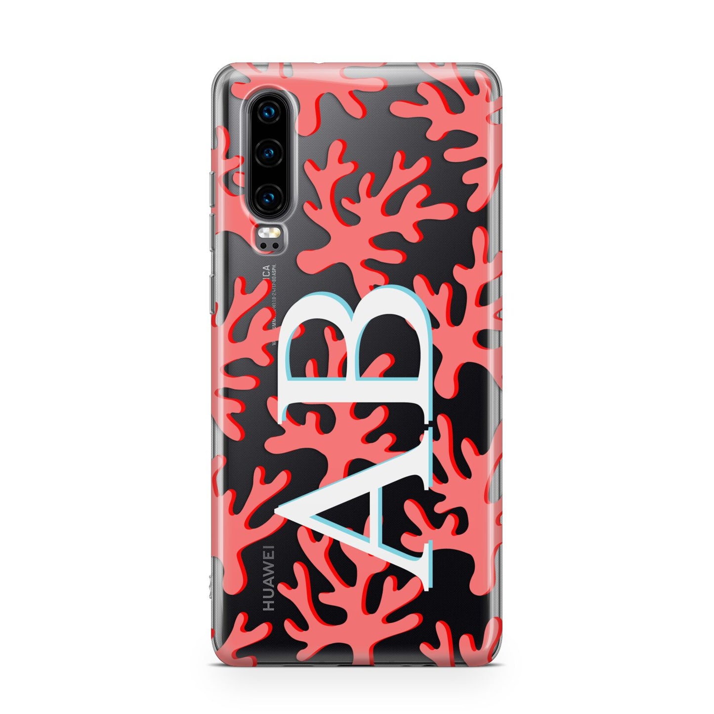 Custom Coral Initials Huawei P30 Phone Case