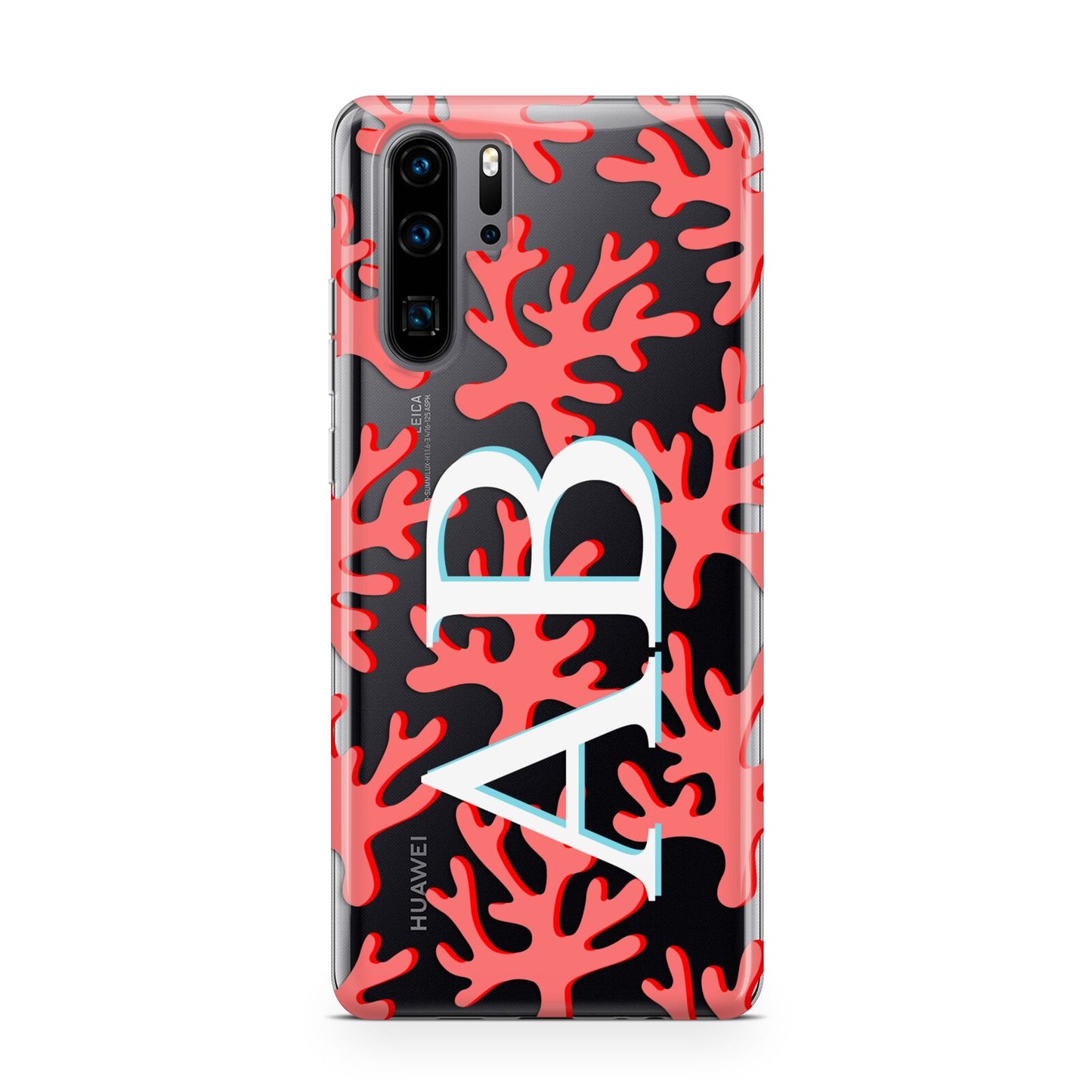 Custom Coral Initials Huawei P30 Pro Phone Case
