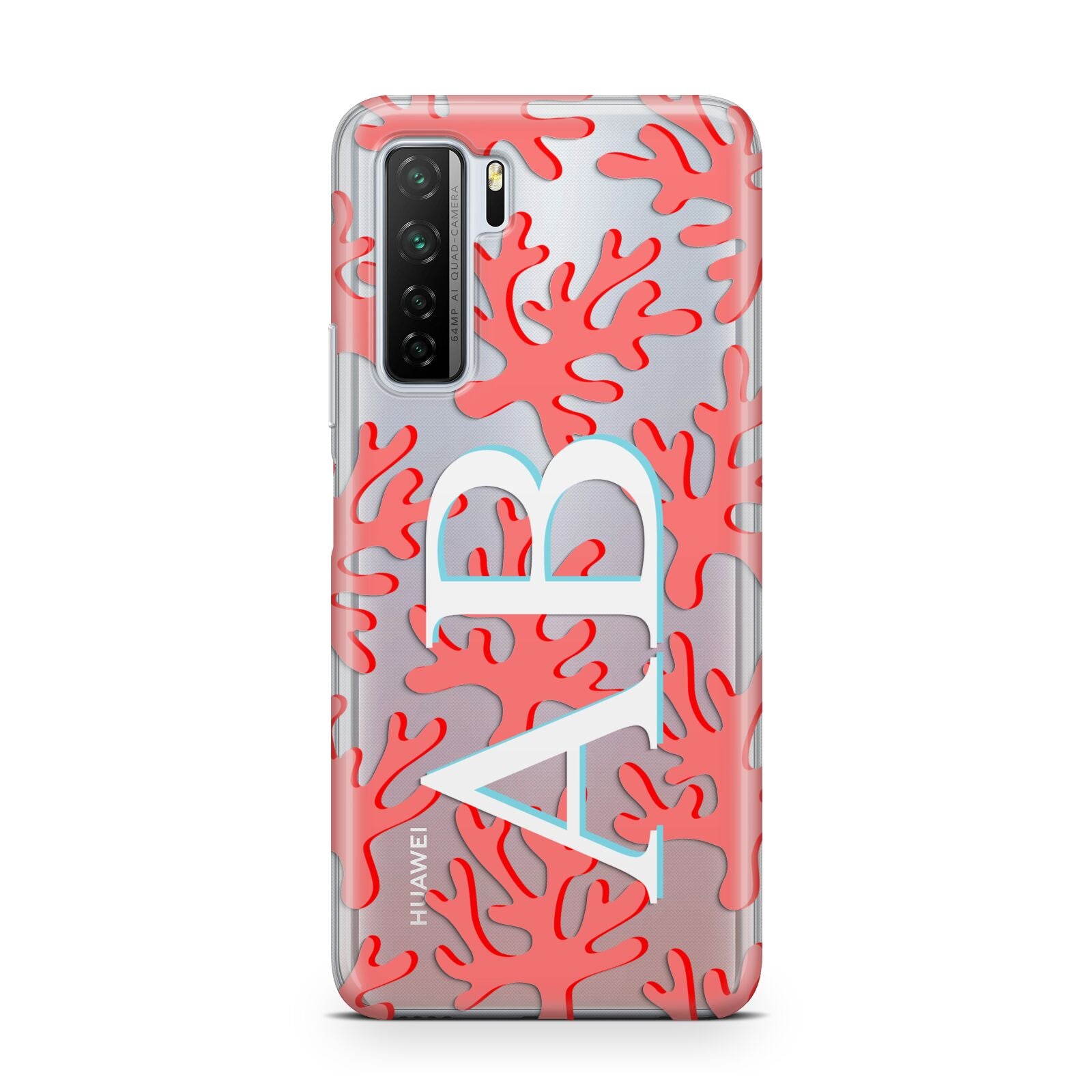 Custom Coral Initials Huawei P40 Lite 5G Phone Case