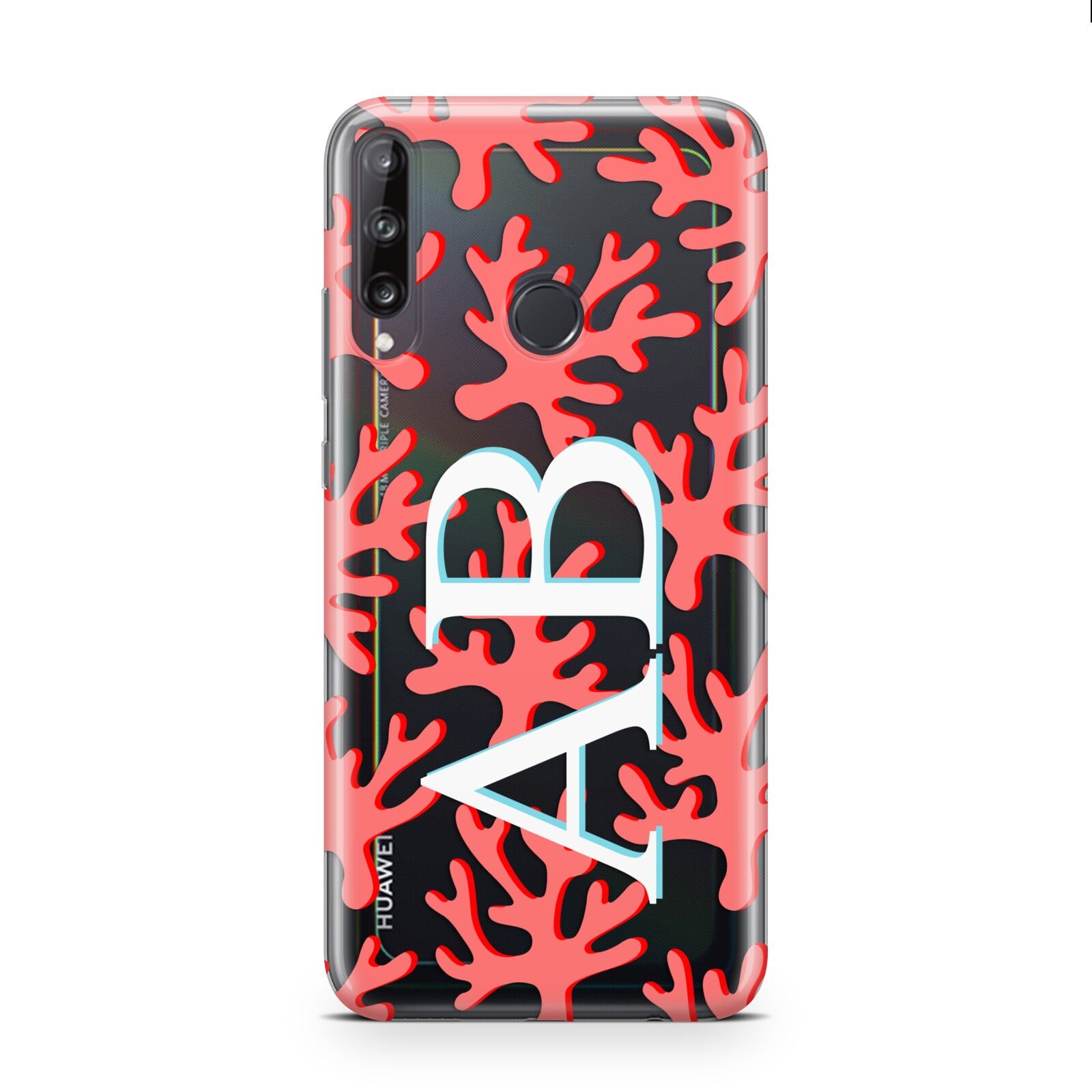 Custom Coral Initials Huawei P40 Lite E Phone Case