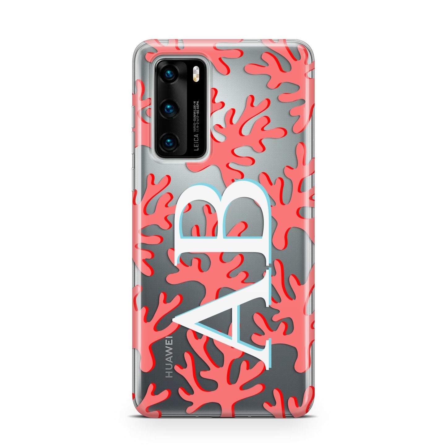 Custom Coral Initials Huawei P40 Phone Case
