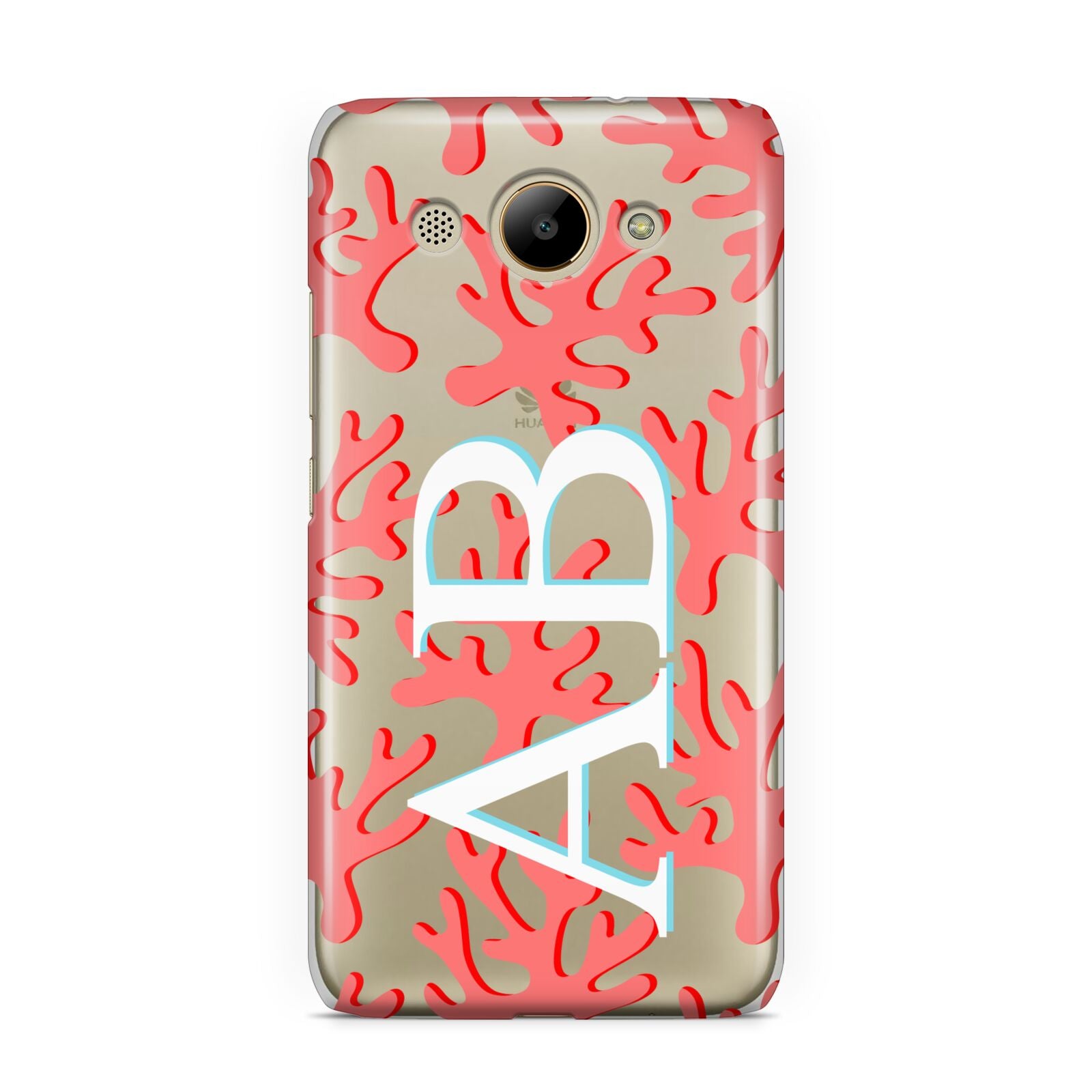 Custom Coral Initials Huawei Y3 2017