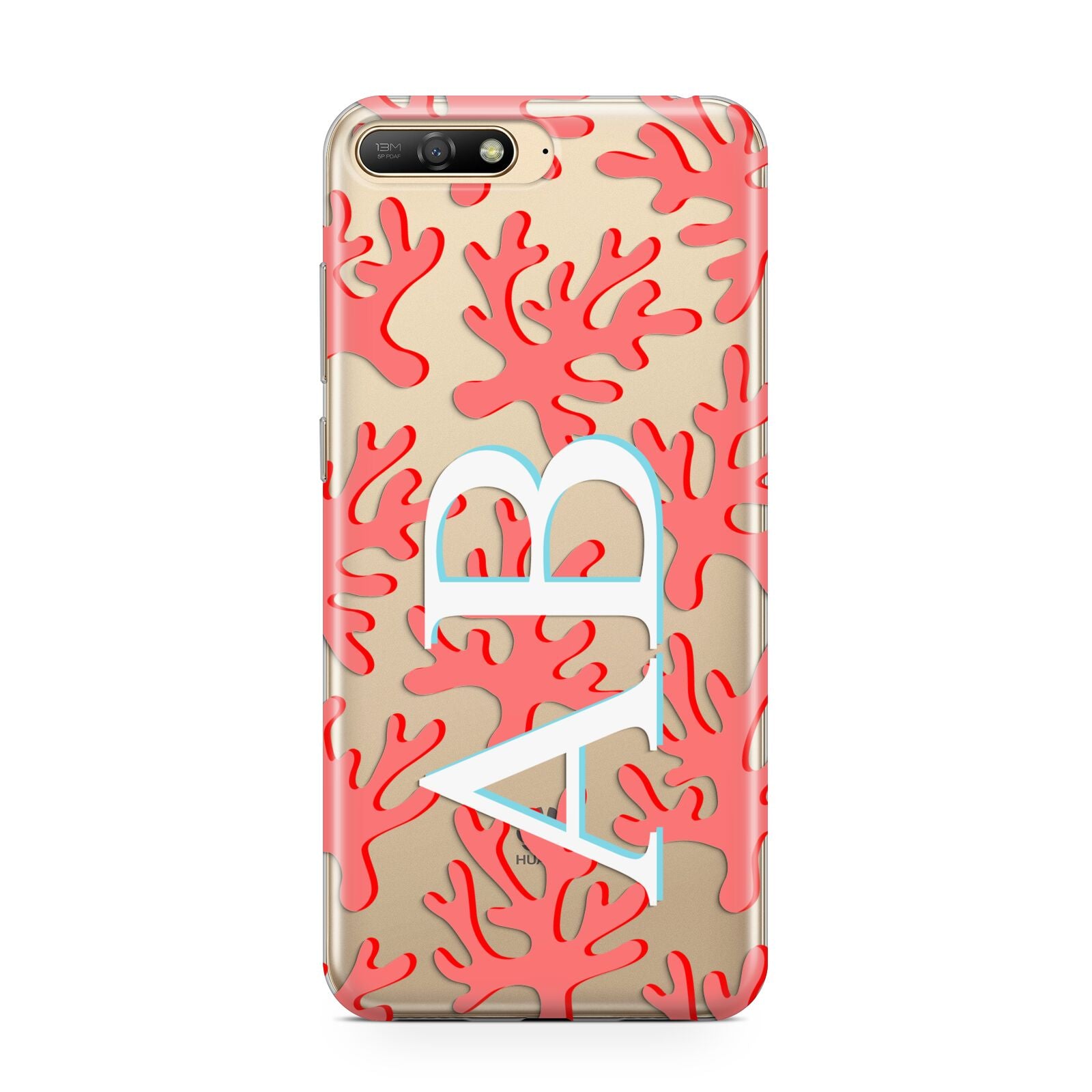 Custom Coral Initials Huawei Y6 2018