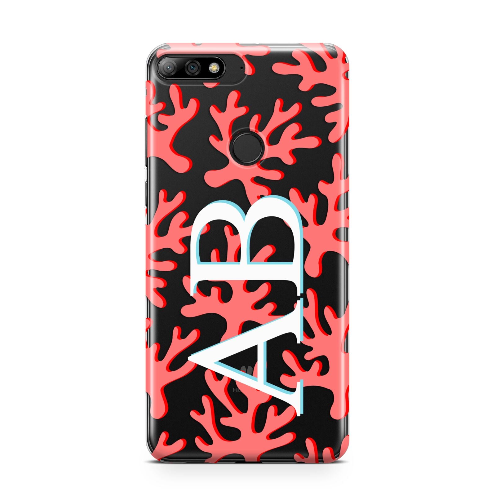 Custom Coral Initials Huawei Y7 2018