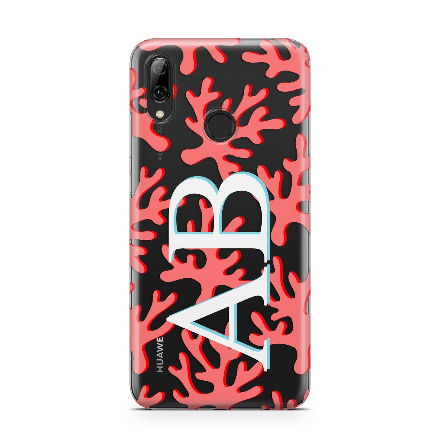 Custom Coral Initials Huawei Y7 2019