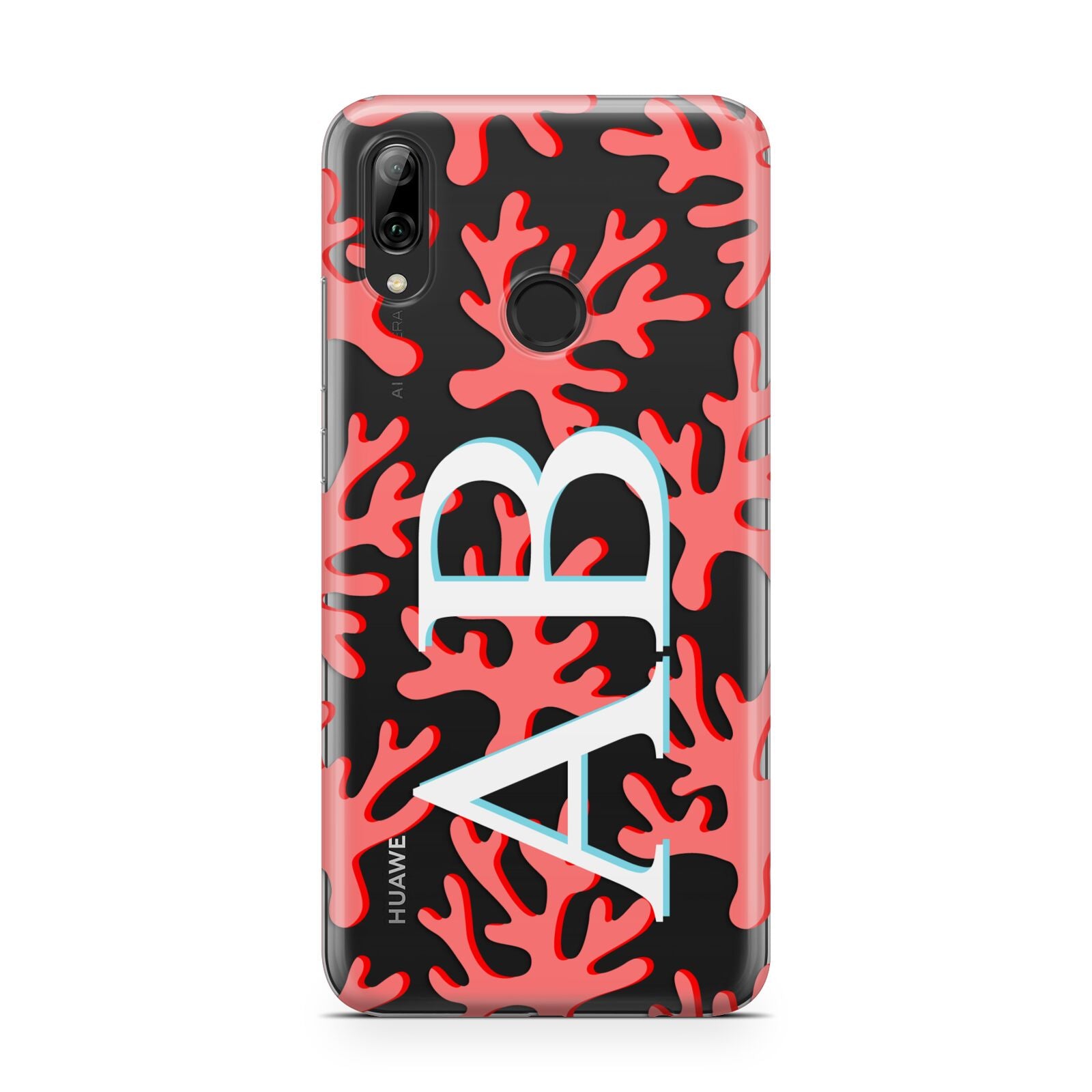 Custom Coral Initials Huawei Y7 2019