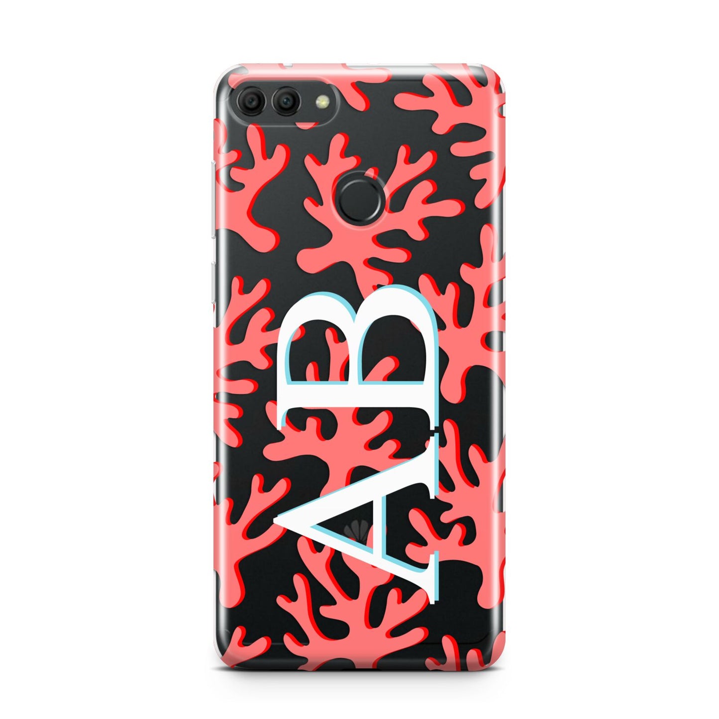 Custom Coral Initials Huawei Y9 2018