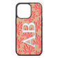 Custom Coral Initials Nude Pebble Leather iPhone 13 Pro Case