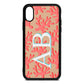 Custom Coral Initials Nude Pebble Leather iPhone Xs Case
