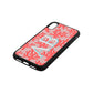 Custom Coral Initials Pink Pebble Leather iPhone Xr Case Side Angle