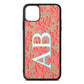 Custom Coral Initials Rose Gold Pebble Leather iPhone 11 Pro Max Case