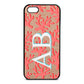 Custom Coral Initials Rose Gold Pebble Leather iPhone 5 Case
