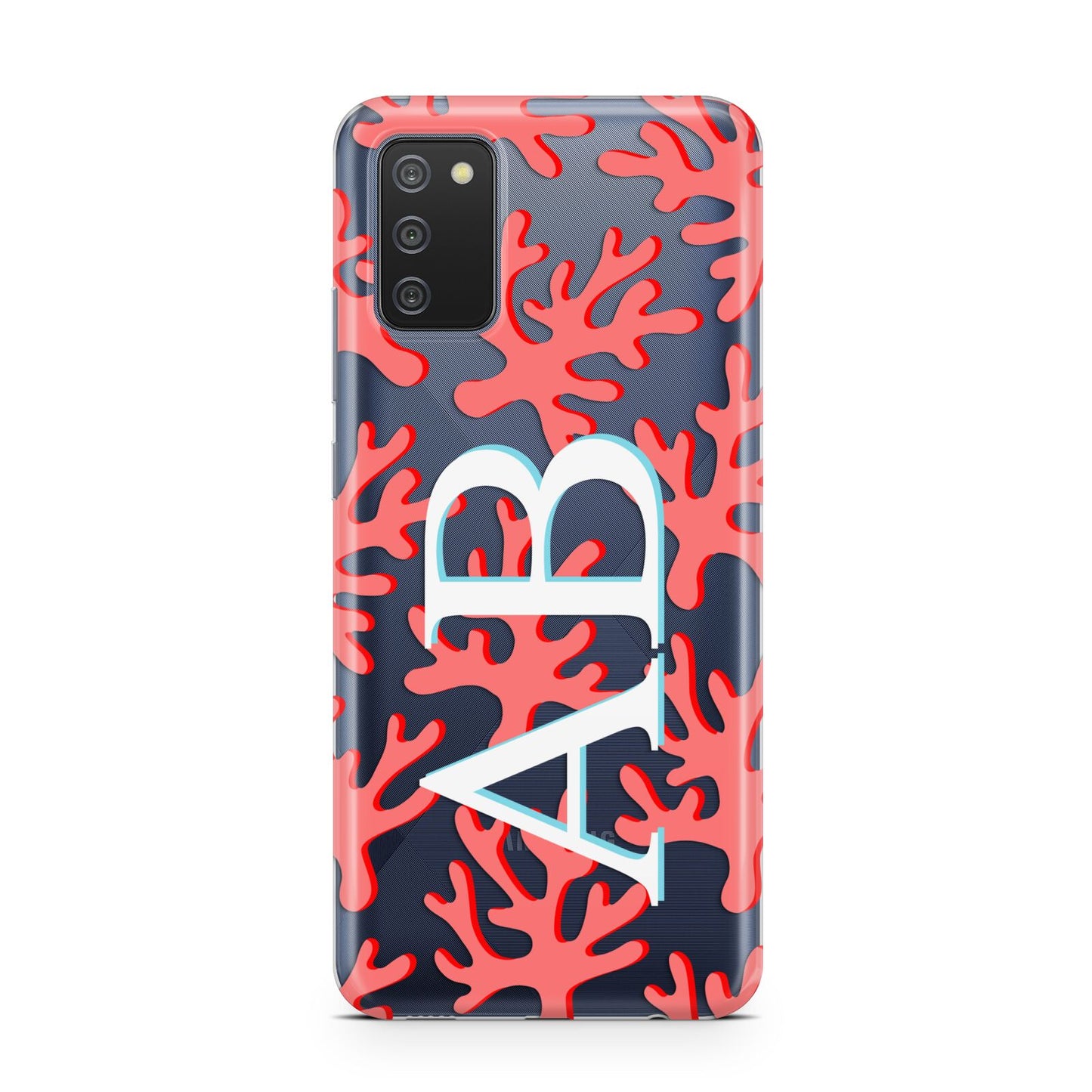 Custom Coral Initials Samsung A02s Case