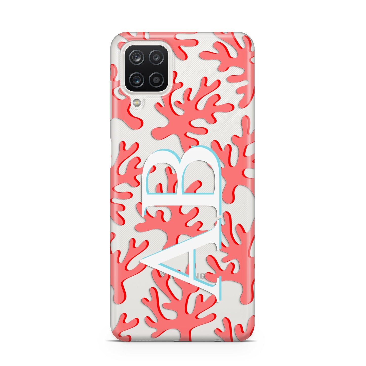 Custom Coral Initials Samsung A12 Case