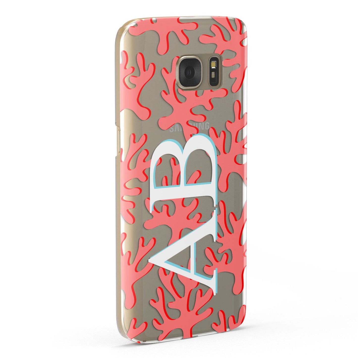 Custom Coral Initials Samsung Galaxy Case Fourty Five Degrees