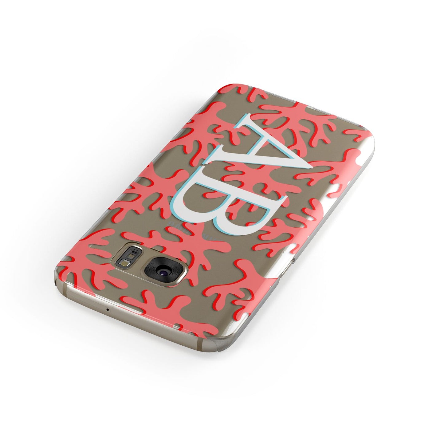 Custom Coral Initials Samsung Galaxy Case Front Close Up