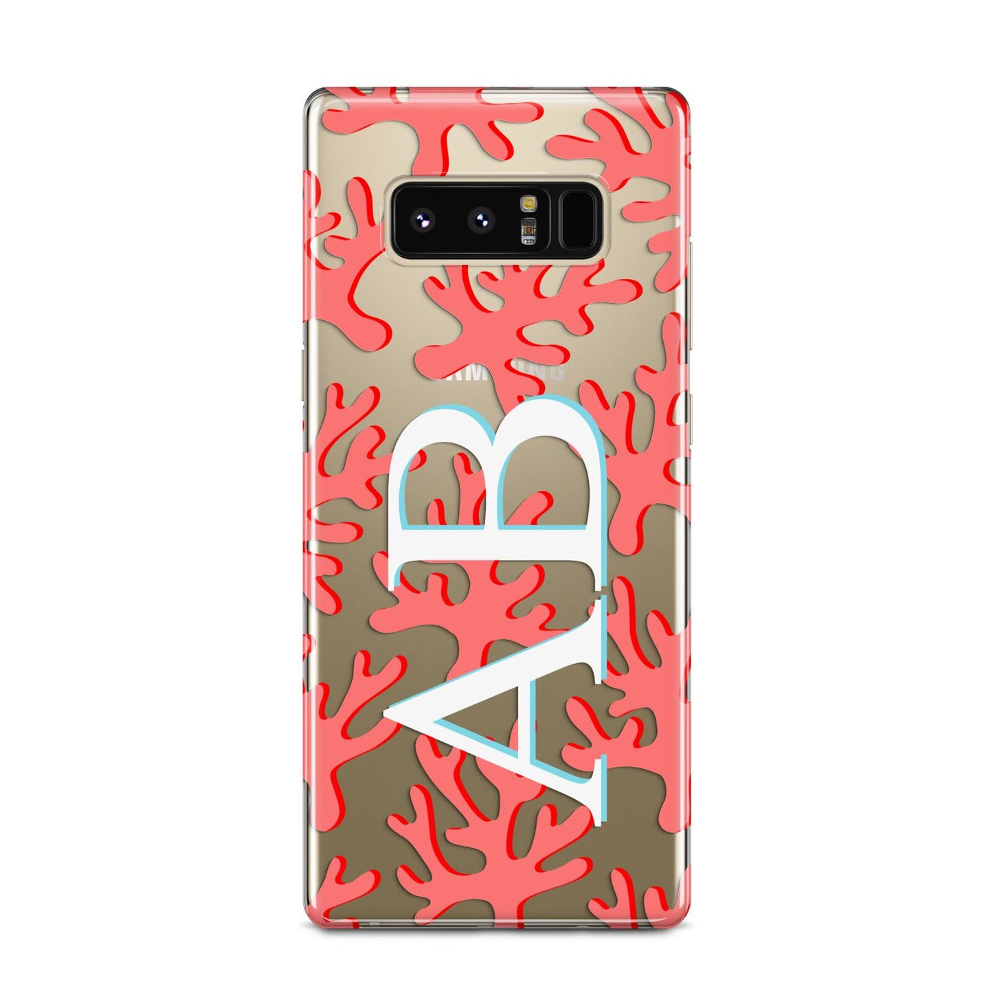 Custom Coral Initials Samsung Galaxy Note 8 Case