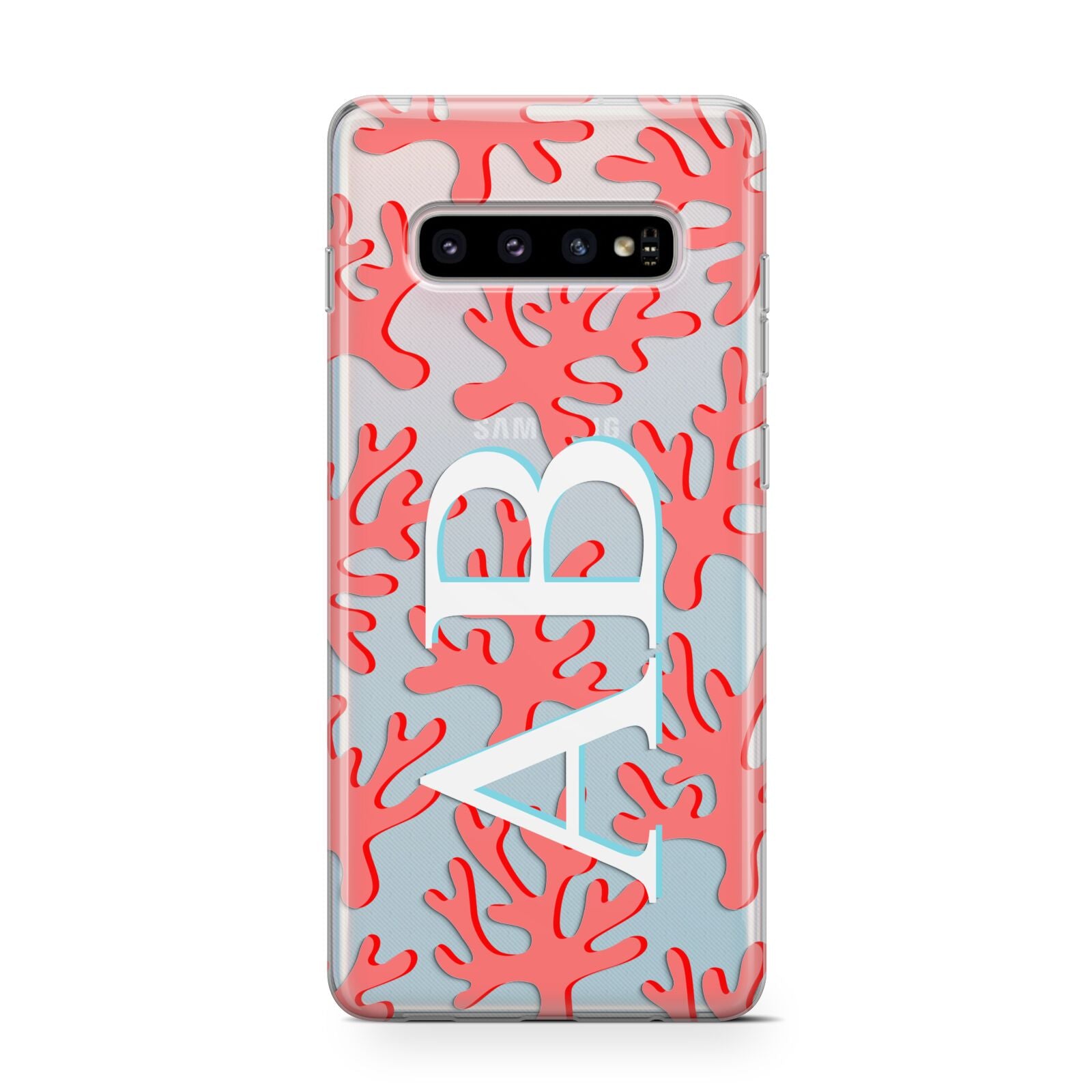 Custom Coral Initials Samsung Galaxy S10 Case