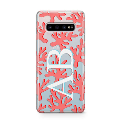 Custom Coral Initials Samsung Galaxy S10 Case