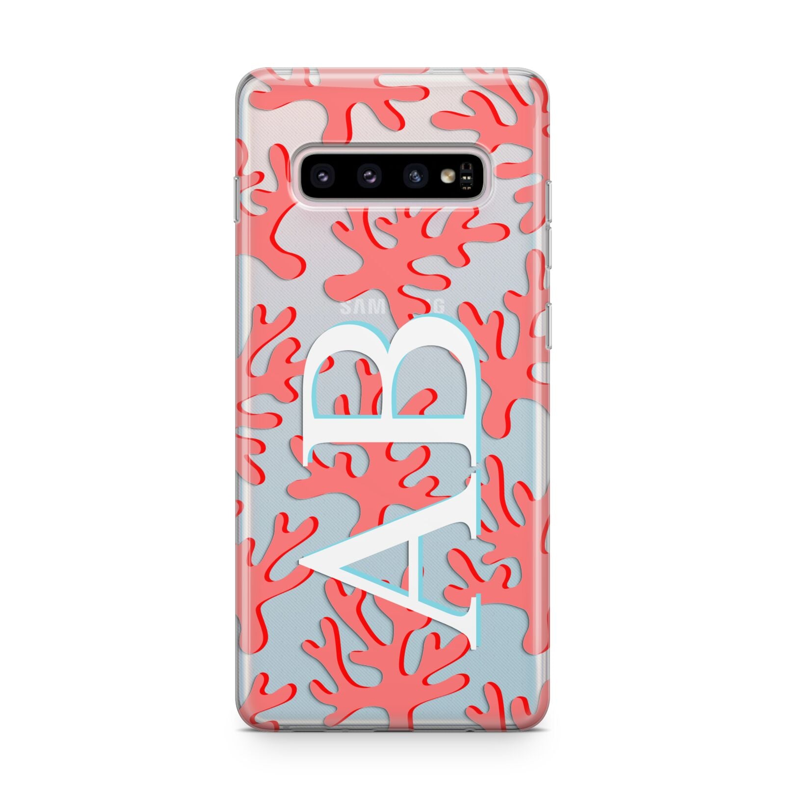 Custom Coral Initials Samsung Galaxy S10 Plus Case