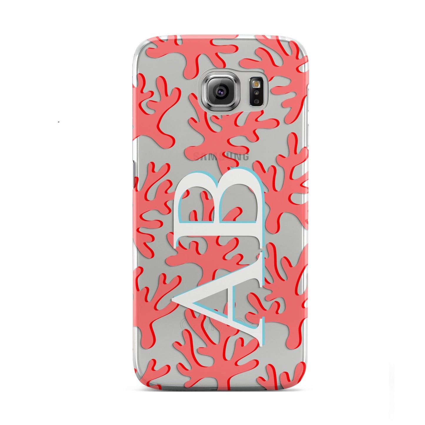 Custom Coral Initials Samsung Galaxy S6 Case