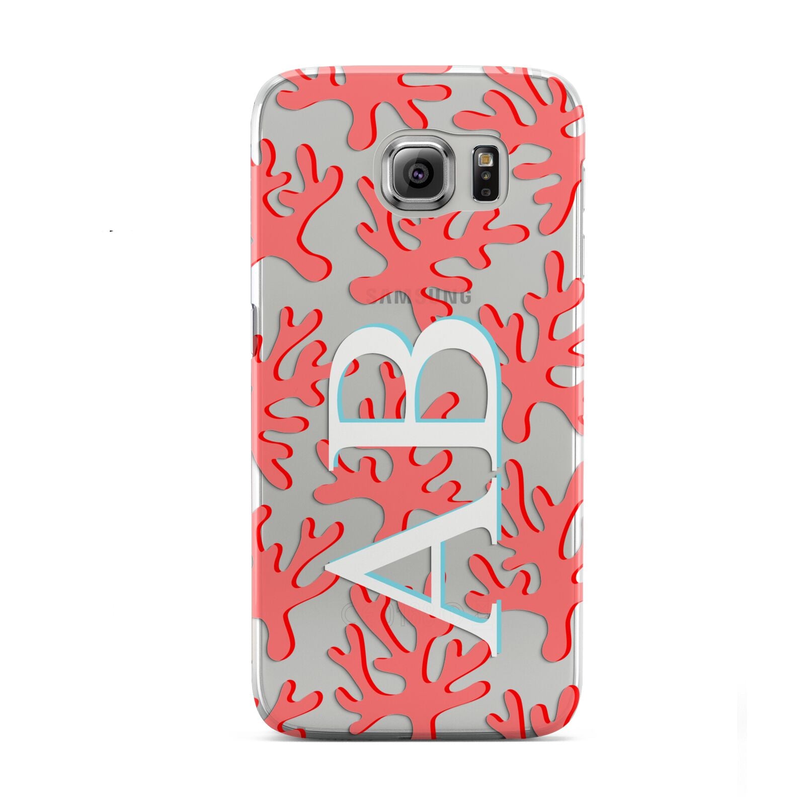 Custom Coral Initials Samsung Galaxy S6 Case