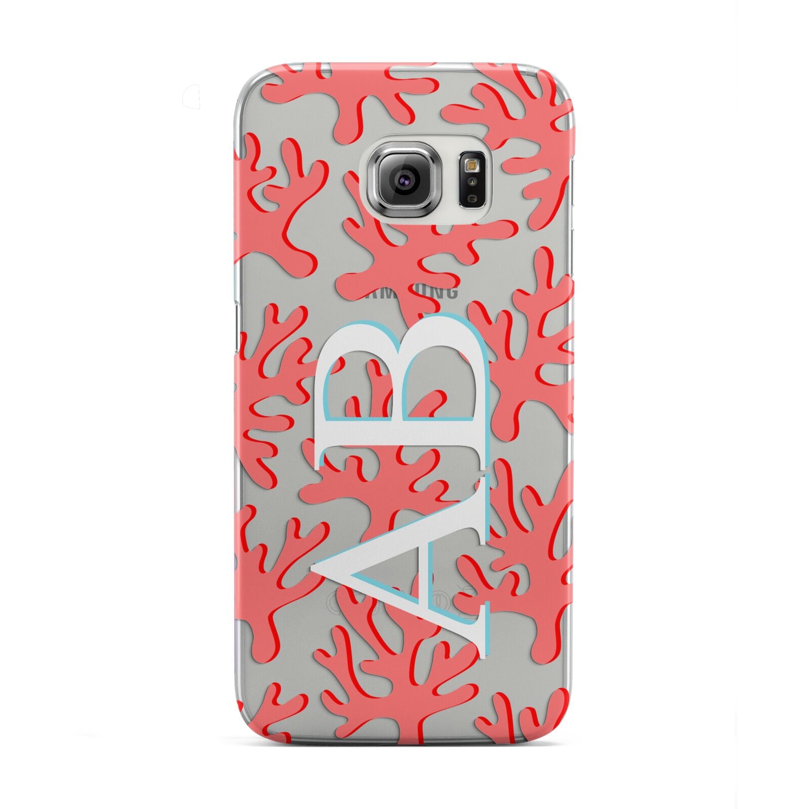 Custom Coral Initials Samsung Galaxy S6 Edge Case