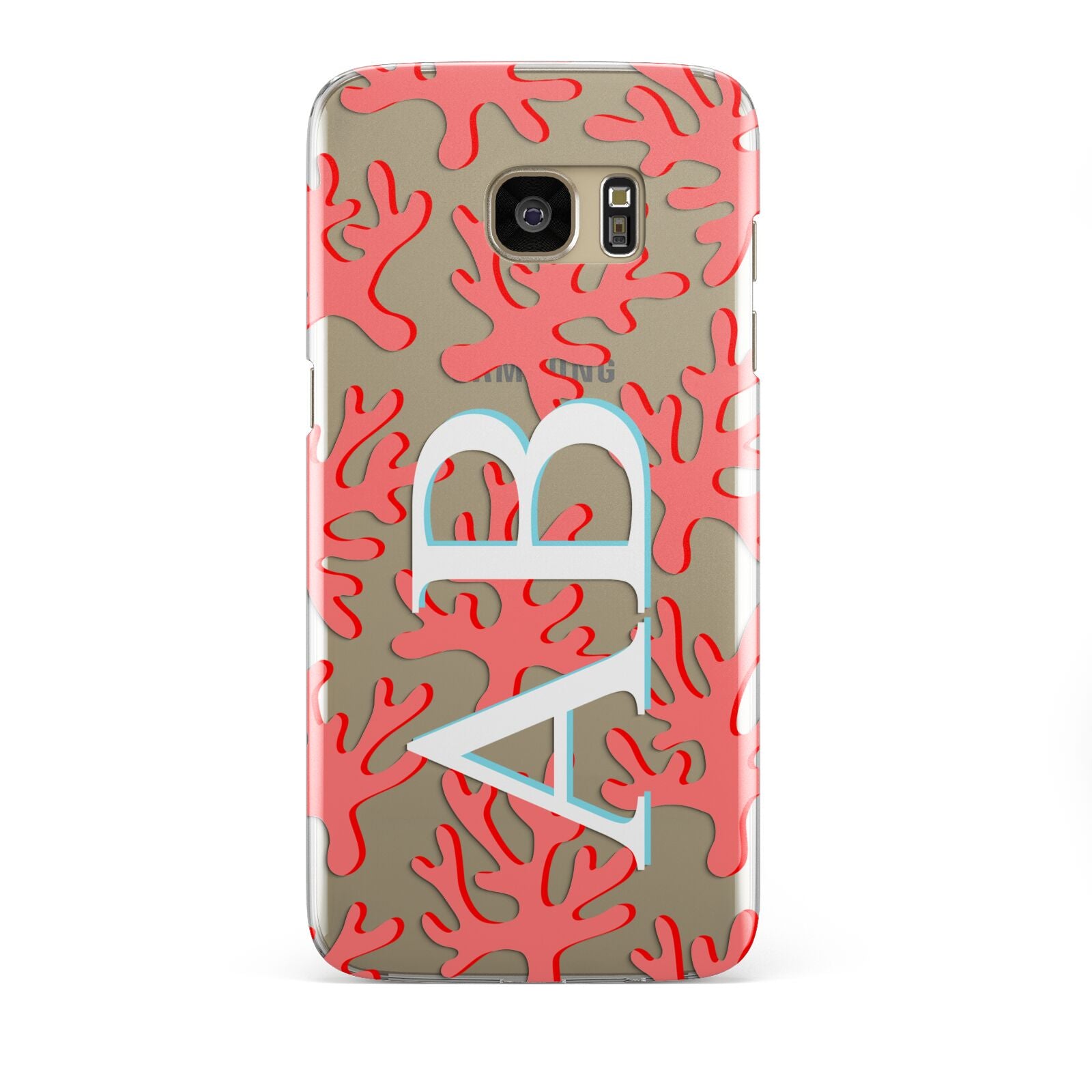 Custom Coral Initials Samsung Galaxy S7 Edge Case