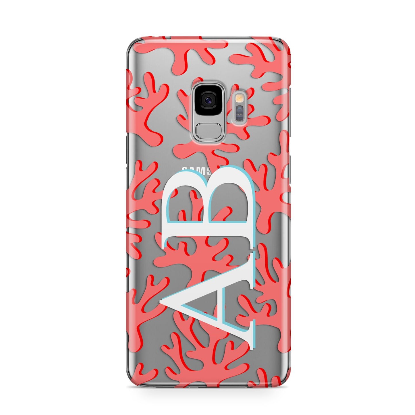Custom Coral Initials Samsung Galaxy S9 Case