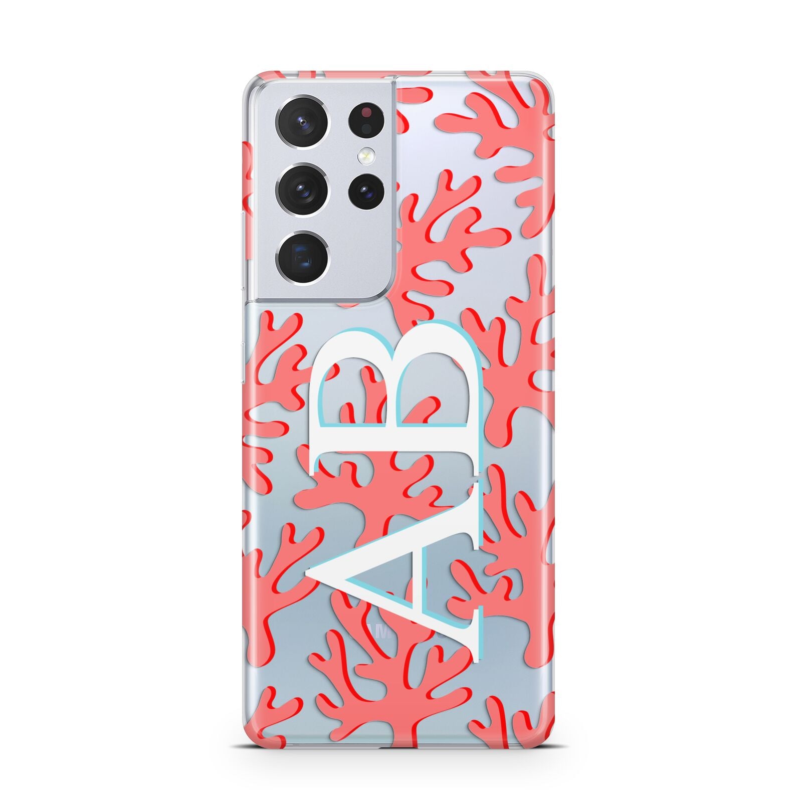 Custom Coral Initials Samsung S21 Ultra Case