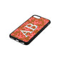 Custom Coral Initials Tan Pebble Leather iPhone 8 Case Side Angle