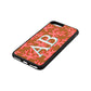 Custom Coral Initials Tan Pebble Leather iPhone 8 Plus Case Side Angle