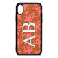 Custom Coral Initials Tan Pebble Leather iPhone Xs Case